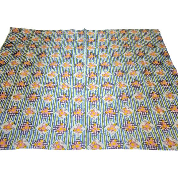 Cotton Fabric Pink Bear Print Stripes 1 Yard x 44" Quilting Sewing Retro Kids - Picture 3 of 9